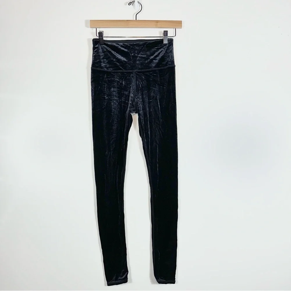 Alo Yoga High Waist Posh Velvet Legging In Black Size Small - Picture 5 of 9